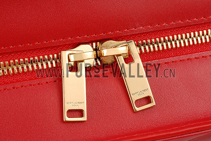 Saint Laurent Monogram Cabas Red Matelasse Leather Bag