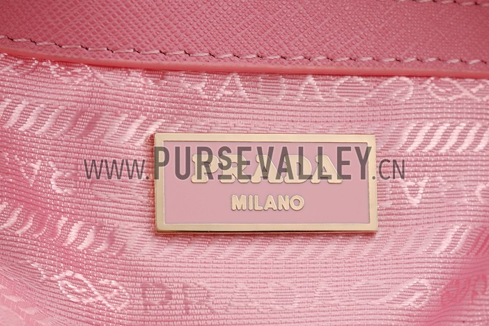 Prada Saffiano Promenade Pink and White Tote