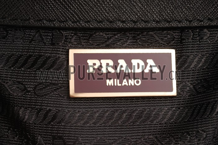 Prada Saffiano Promenade Black and Dark Red Tote