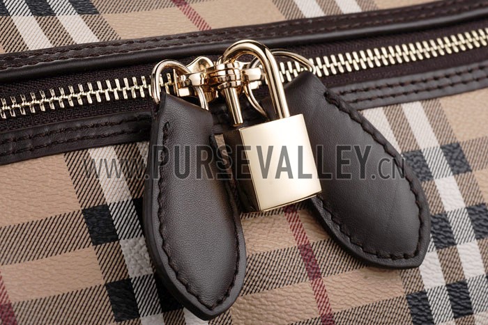 Burberry Haymarket Black Trim Large Duffle Bag
