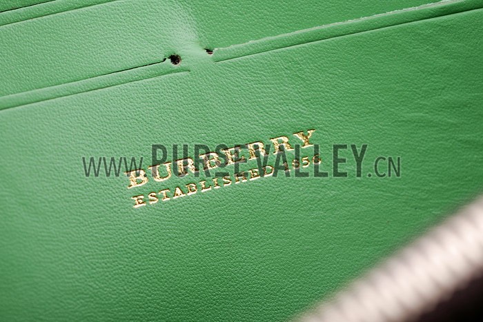 Burberry Nova Check Zip Around Wallet Green Trim
