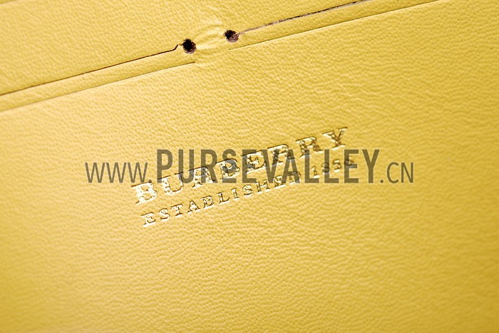 Burberry Nova Check Zip Around Wallet Yellow Trim