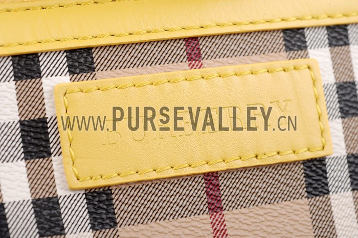 Burberry Haymarket Small Tote Yellow Trim