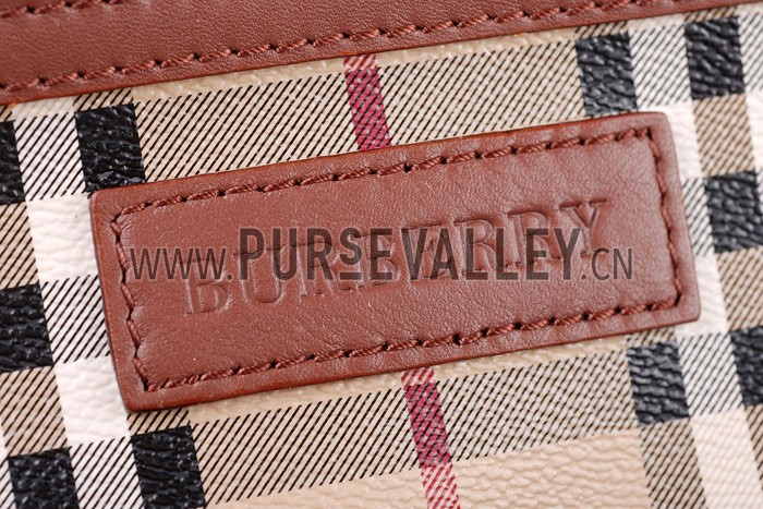 Burberry Haymarket Medium Tote Brown Trim