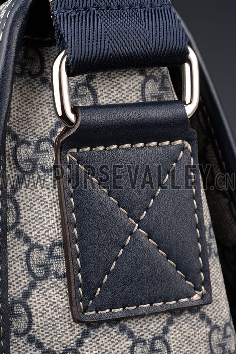 Gucci Monogram Canvas Messenger Bag Navy