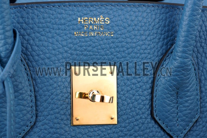 Hermes Birkin Horse Embossed Gold Hardware Tote Blue