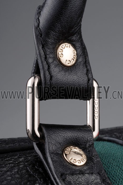 Gucci Vintage Web Medium Boston Black Bag