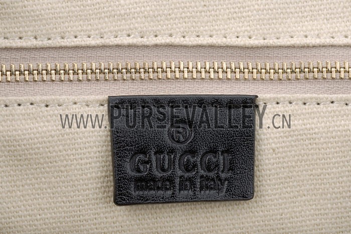 Gucci Canvas Medium Flap Messenger Bag Black Trim
