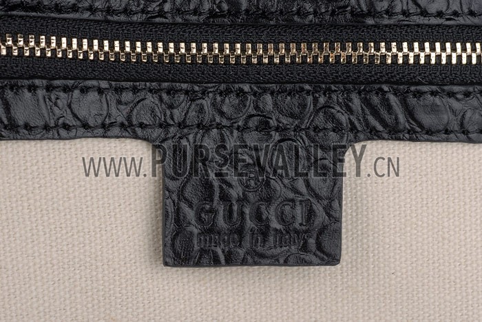 Gucci Ribot Horse Head Black Croc Leather Flap Bag