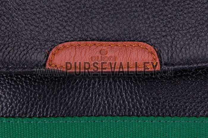 Gucci Web Black Leather Medium Messenger Bag