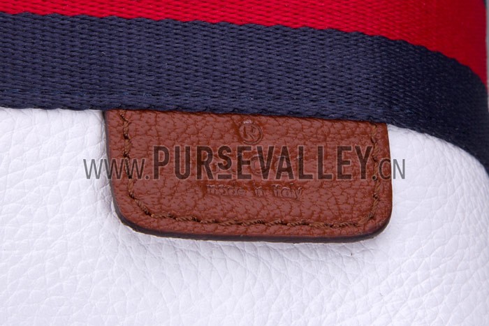 Gucci Web White Leather Small Messenger Bag