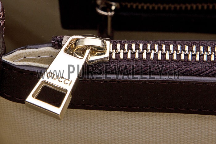 Gucci Soho Dark Brown Trim Logo Printed Canvas Working Tote