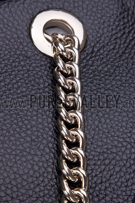 Gucci Medium Soho Black Leather Shoulder Bag with Chain Straps