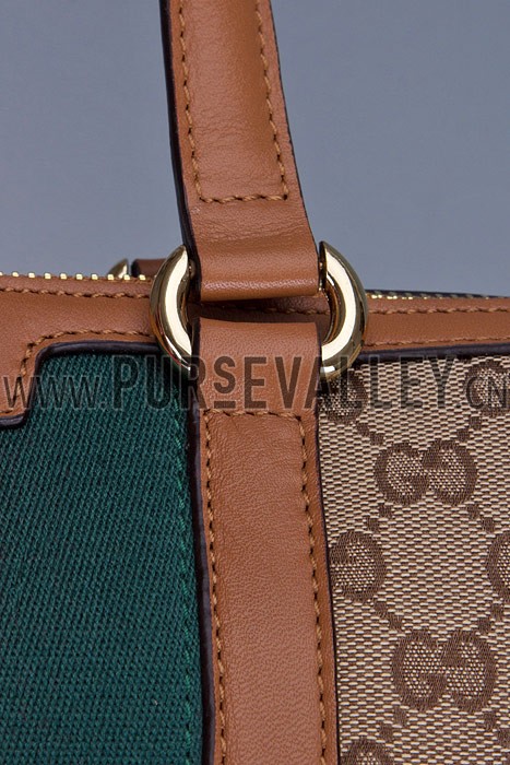 Gucci Rania Web GG Canvas with Tan Leather Trim Top Handle Tote