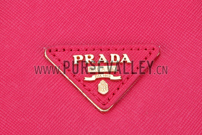 Prada Medium Saffiano Lux Top Handle Fuchsia