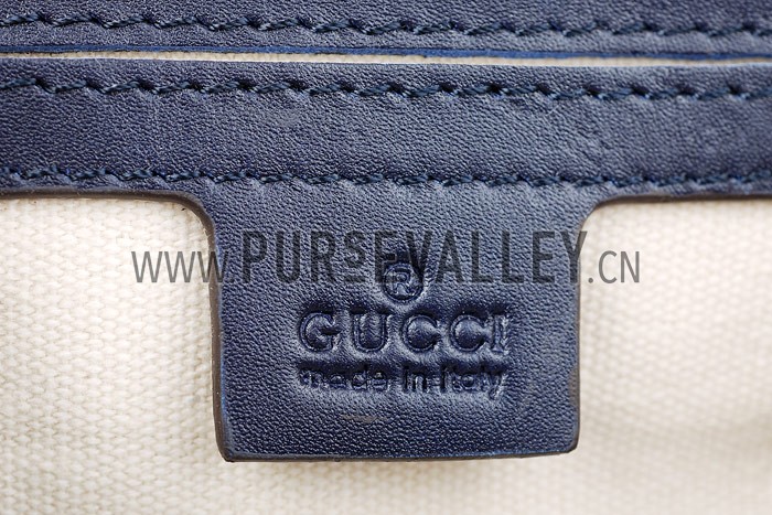 Gucci Small Messenger Flap Bag with GG Canvas Blue Leather Trim