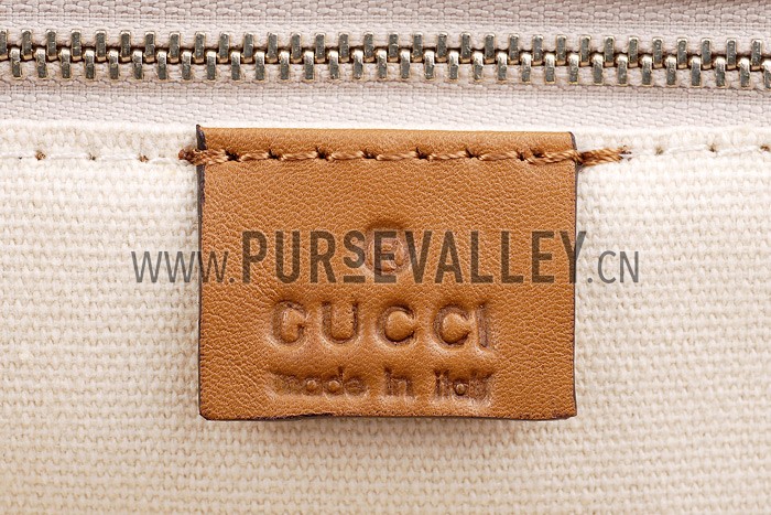 Gucci Marrakech Medium Canvas Flap Bag with Tassel Detail Tan