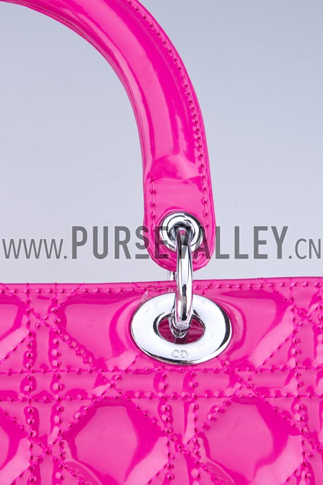 Dior Small Lady Cannage Bag Patent Leather Pink