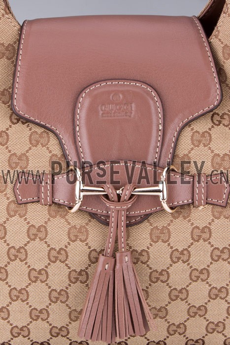 Gucci Emily GG Canvas Light Plum Leather Trim Hobo