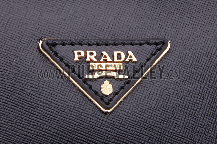 Prada Saffiano Shoulder Strap Bowler Bag Black