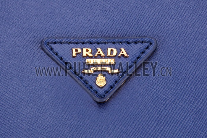 Prada Medium Saffiano Lux Top Handle Dark Blue