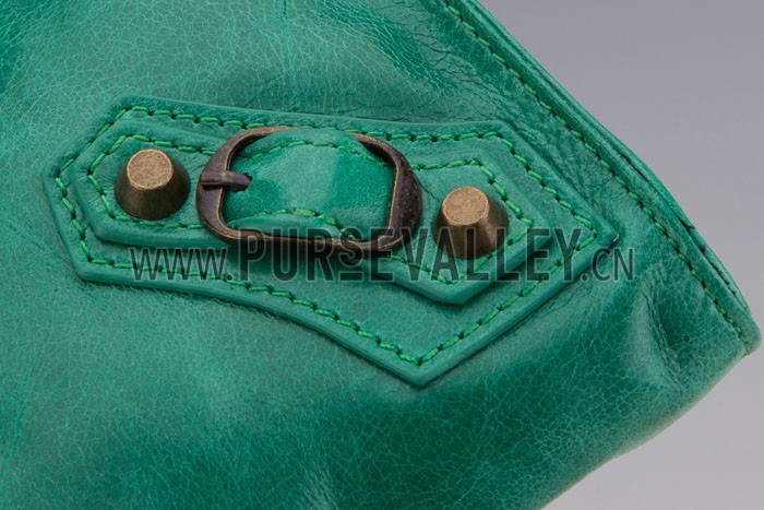 Balenciaga Giant Gold Envelope Wallet with Strap Green