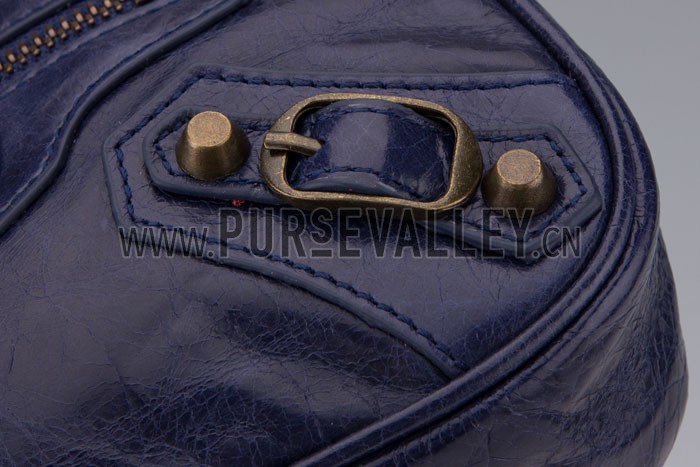 Balenciaga Giant Gold Hip Purse Dark Blue