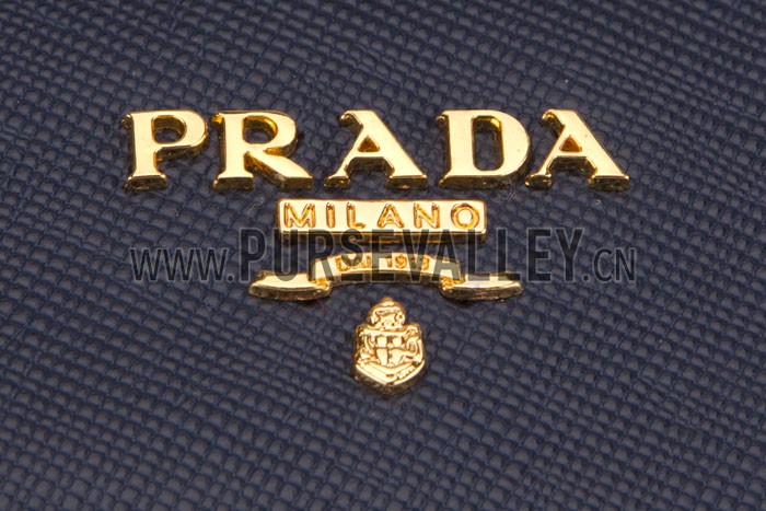 Prada Continental Leather Key Holder Dark Blue