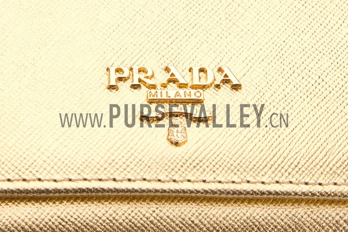 Prada Continental Wallet with Strap Gold