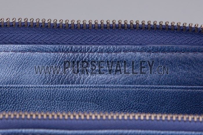Bottega Veneta Intrecciato Nappa Zip Around Wallet Dark Blue