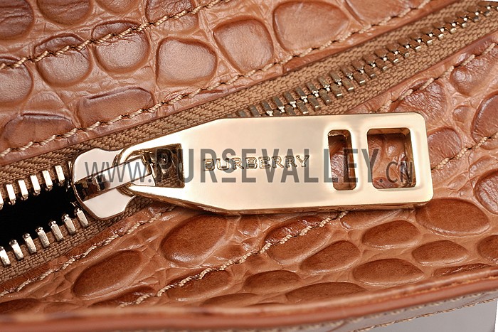 Burberry Brown Croc Leather Hobo Bag 607775