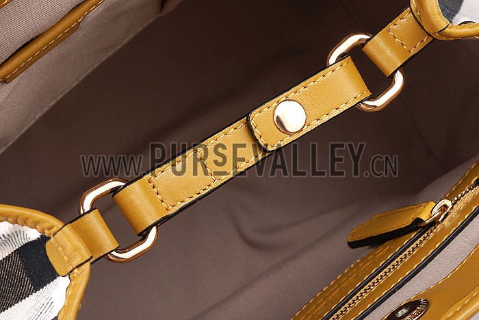 Burberry Small Bridle House Check Tote Bag Yellow 607781