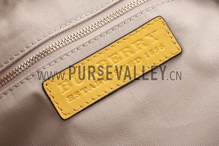 Burberry Medium Bridle House Check Tote Bag Yellow 607784