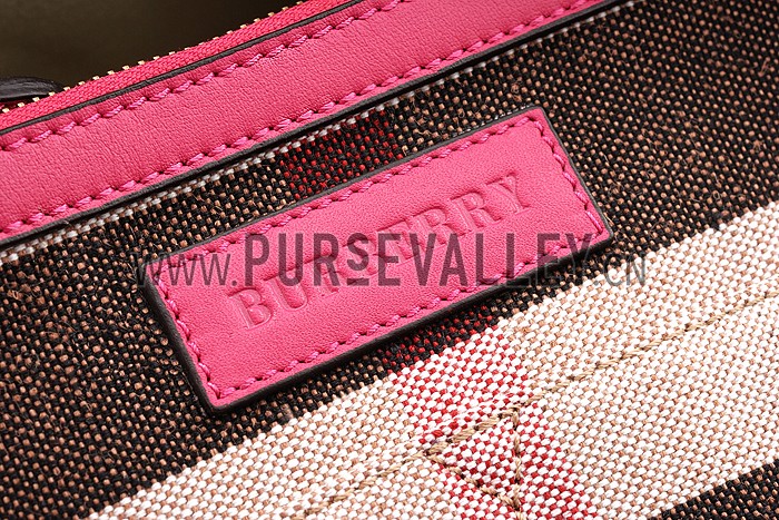Burberry Medium Canvas Check Tote Bag Pink 607804
