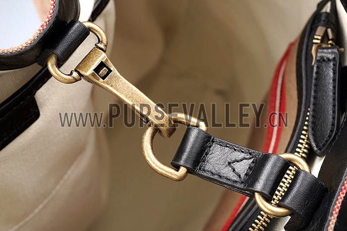 Burberry Large Canvas Check Tote Bag Black 607813