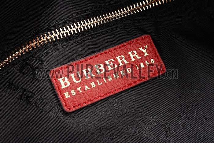 Burberry Small Leather and House Check Tote Bag Red 607824