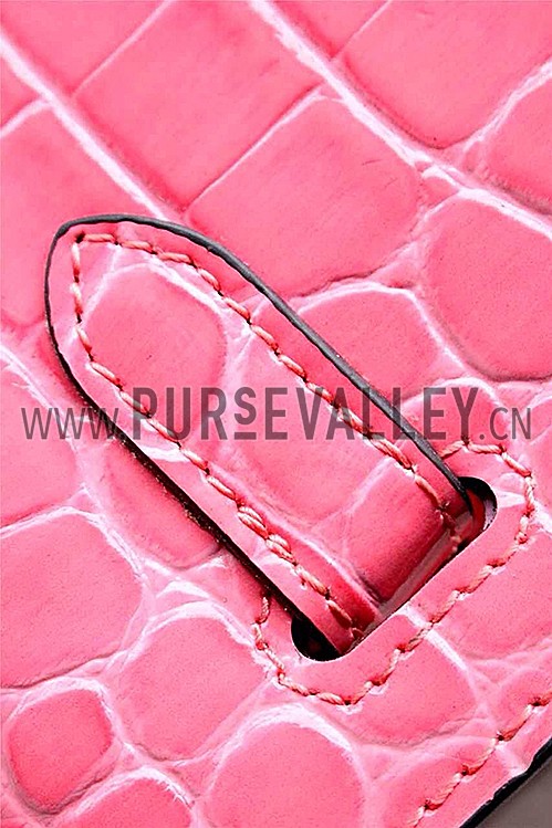Hermes Kelly 28 Crocodile Leather Pink 608149