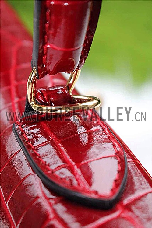 Hermes Kelly 28 Crocodile Leather Red 608151