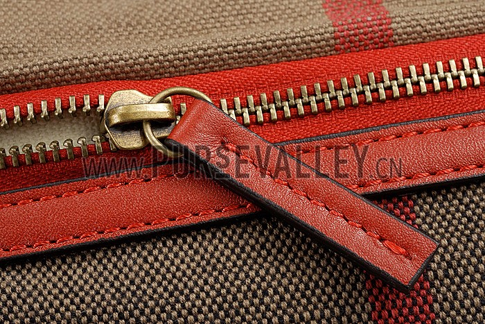 Burberry Canvas Check Foldover Crossbody Bag Cadmium Red 608276