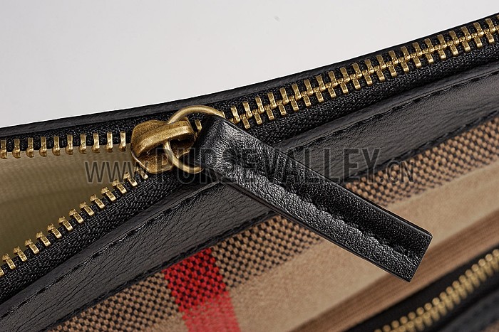 Burberry Canvas Check Foldover Crossbody Bag Black 608277