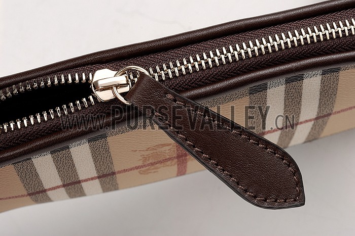 Burberry Haymarket Check Wristlet Chocolate 608283