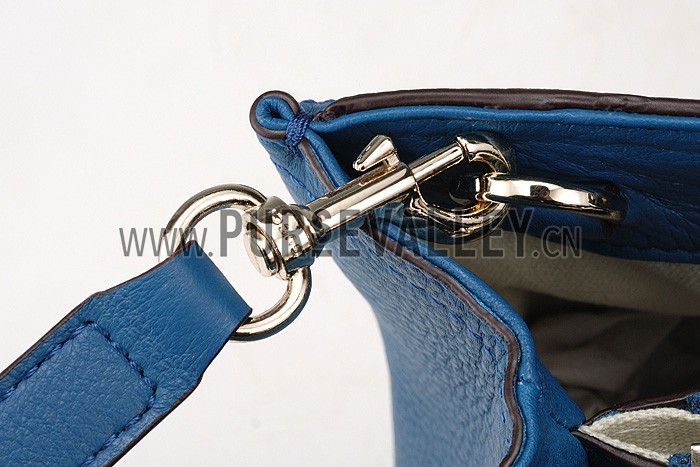 Gucci Bamboo Shopper Leather Small Tote Blue 607315