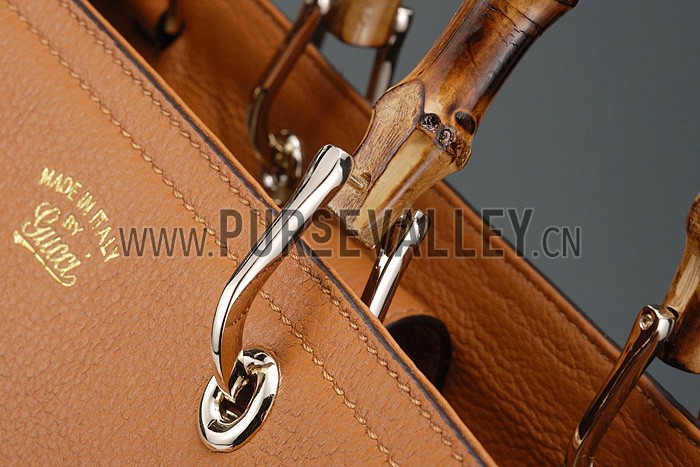 Gucci Bamboo Shopper Leather Small Tote Tan 607319