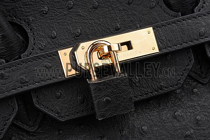 Hermes Birkin 35 Black Ostrich Leather 607482