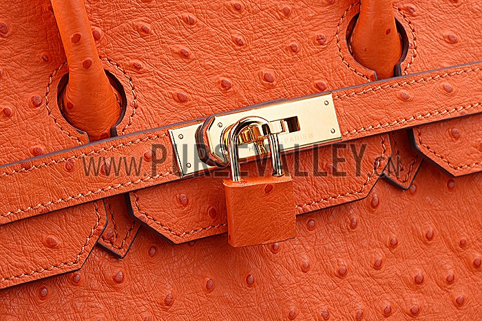 Hermes Birkin 35 Orange Ostrich Leather 607485
