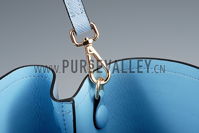 Prada Saffiano Double Tote Light Blue