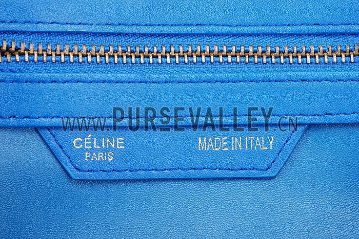 Celine Mini Luggage Blue Leather/Suede Leather