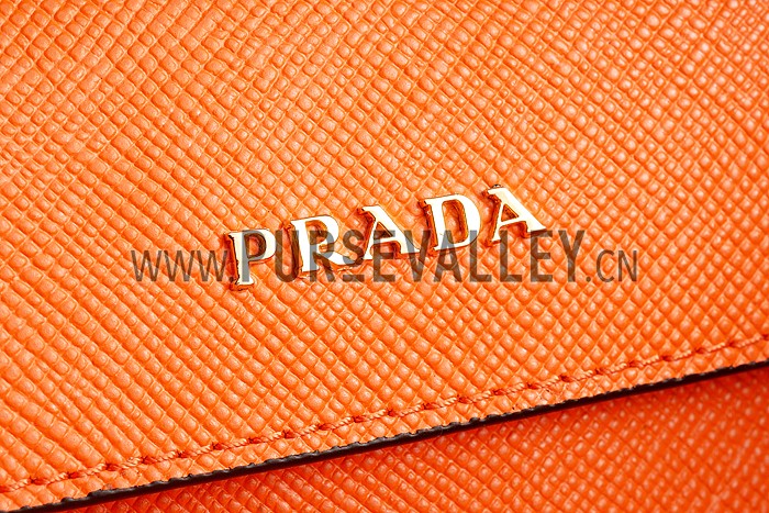 Prada Saffiano Double Tote Orange