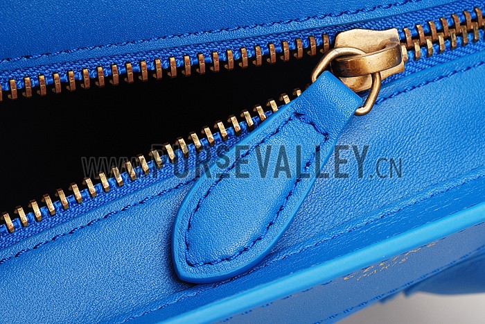 Celine Micro Luggage Blue Leather/Suede Leather