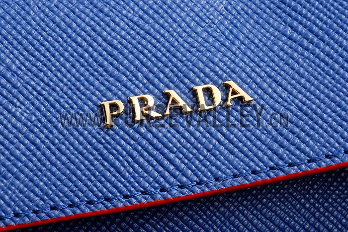 Prada Saffiano Double Tote Blue